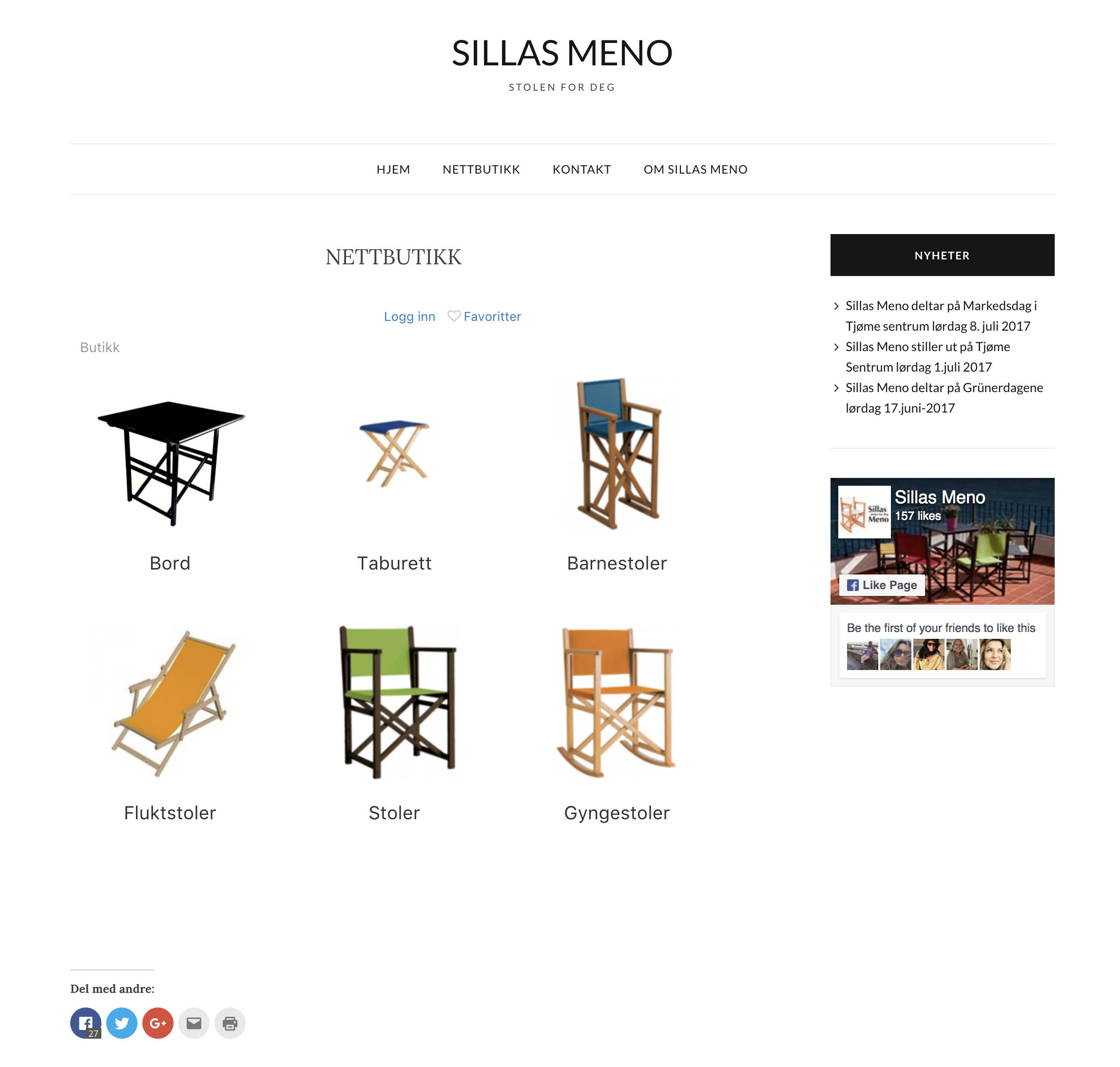 Skjermdumper fra nettbutikken til Sillas Meno.